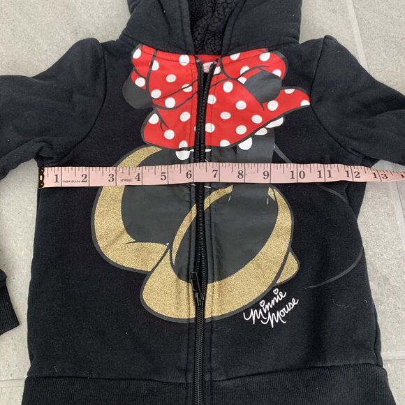 Minnie Mouse Girls Black Zip Up Hoodie Size 5T - Picture 4 of 5